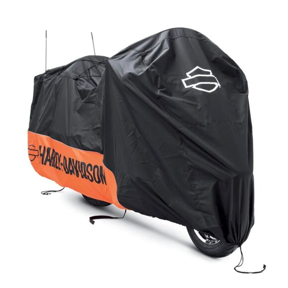 Harley-Davidson black & orange LOGO Heavy-duty Indoor/Outdoor Motorcycle Cover - Picture 2 of 4